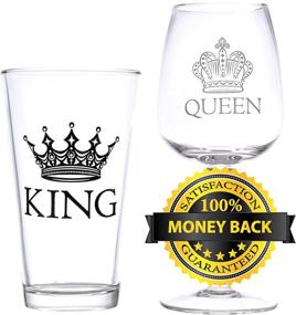 img 3 attached to 🍻 Royal King Beer & Queen Wine Glass Set - Perfect Gift for Newlywed Couples, Engagements, Anniversaries, Weddings, and Holidays - Novelty Drinking Glassware