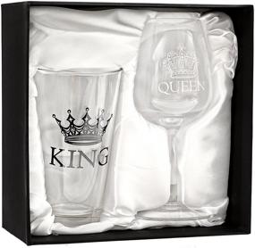 img 1 attached to 🍻 Royal King Beer & Queen Wine Glass Set - Perfect Gift for Newlywed Couples, Engagements, Anniversaries, Weddings, and Holidays - Novelty Drinking Glassware