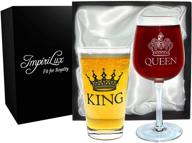 🍻 royal king beer & queen wine glass set - perfect gift for newlywed couples, engagements, anniversaries, weddings, and holidays - novelty drinking glassware logo