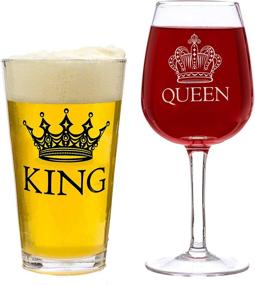 img 2 attached to 🍻 Royal King Beer & Queen Wine Glass Set - Perfect Gift for Newlywed Couples, Engagements, Anniversaries, Weddings, and Holidays - Novelty Drinking Glassware