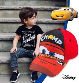 img 2 attached to 🧒 Disney Boys Lightning McQueen Cars Toddler Baseball Cap - Ages 2-4