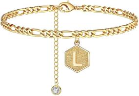 img 4 attached to 📿 Стильные персонализированные браслеты с инициалами алфавита - модные браслеты на щиколку для женской коллекции украшений