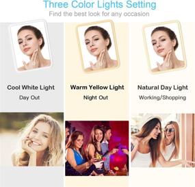 img 2 attached to REKY Makeup Mirror with Lights: Versatile 3 Color Lights Vanity Mirror with Adjustable Brightness & 180° Rotation, Touch Screen & Detachable 10x Magnification, Dimmable LED Light Up Mirror