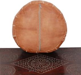 img 2 attached to Hand-Stitched Moroccan Pouf Ottoman Footstool in Genuine Leather (Unstuffed) - Tan, Ideal for Living Room, Bedroom, Sitting Area