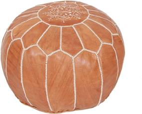 img 4 attached to Hand-Stitched Moroccan Pouf Ottoman Footstool in Genuine Leather (Unstuffed) - Tan, Ideal for Living Room, Bedroom, Sitting Area