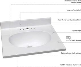 img 2 attached to 💎 High-Quality Design House 586180 25-inch Cultured Marble Vanity Top: Integrated Oval Bowl, Enhanced Packaging - Sleek Solid White Finish