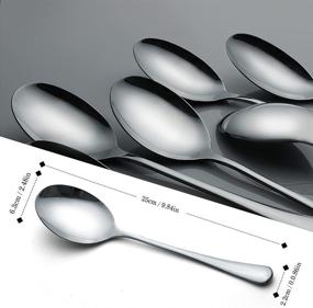 img 3 attached to 🍴 AOOSY 6-Piece X-Large 9.8 Inch Stainless Steel Serving Spoons Set - Ideal for Catering, Buffet, Banquets, and Kitchen Basics