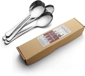 img 1 attached to 🍴 AOOSY 6-Piece X-Large 9.8 Inch Stainless Steel Serving Spoons Set - Ideal for Catering, Buffet, Banquets, and Kitchen Basics