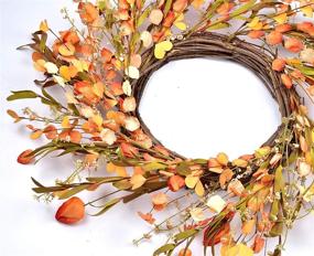 img 2 attached to 🍂 LSKYTOP 20-Inch Artificial Fall Leave Wreath for Front Door - Farmhouse Thanksgiving Festival Decor