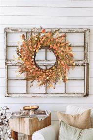 img 1 attached to 🍂 LSKYTOP 20-Inch Artificial Fall Leave Wreath for Front Door - Farmhouse Thanksgiving Festival Decor