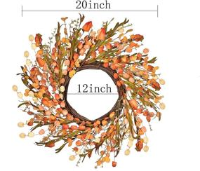 img 3 attached to 🍂 LSKYTOP 20-Inch Artificial Fall Leave Wreath for Front Door - Farmhouse Thanksgiving Festival Decor