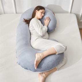 img 3 attached to 🤰 GUBEI C Shaped Maternity Pregnancy Pillow - Full Body Pillow for Pregnant Women with Removable Velvet Cover Grey - Sleep Comfortably
