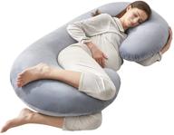 🤰 gubei c shaped maternity pregnancy pillow - full body pillow for pregnant women with removable velvet cover grey - sleep comfortably logo