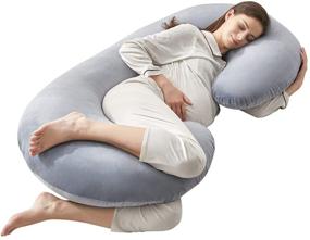 img 4 attached to 🤰 GUBEI C Shaped Maternity Pregnancy Pillow - Full Body Pillow for Pregnant Women with Removable Velvet Cover Grey - Sleep Comfortably