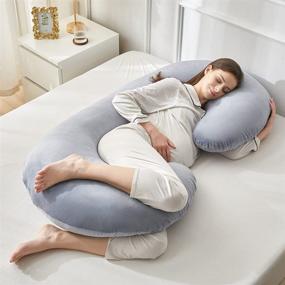 img 2 attached to 🤰 GUBEI C Shaped Maternity Pregnancy Pillow - Full Body Pillow for Pregnant Women with Removable Velvet Cover Grey - Sleep Comfortably