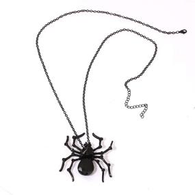 img 1 attached to 🕷️ Statement Long Necklaces: Halloween Spider Necklace with Big Black and Red Crystal Spider Pendant – Perfect Costume Accessory for Halloween Party