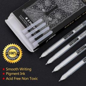 img 3 attached to ✏️ PANDAFLY White Gel Pen Set - 0.8 mm Fine Tip Pens Gel Ink Pens for Black Paper Art, Sketching, Illustration, Card Making, Bullet Journaling, Pack of 8