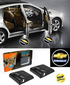 img 4 attached to 🚗 Световая проекторная лампа для дверей Chevrolet - аксессуары для световых теней на дверях, беспроводные и легкие в установке, сильный клей (2 шт.)