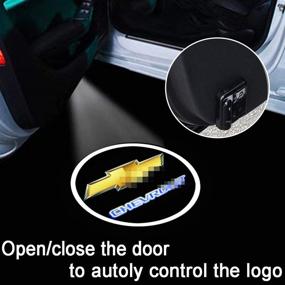 img 1 attached to 🚗 Chevy Car Door LED Projector Light - Door Shadow Light Accessories, Wireless & Easy Install, Strong Adhesive (2 pcs)