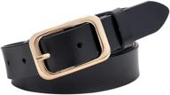 👗 upgrade your style with vonsely genuine leather belts for women - stylish black belt with gold buckle logo