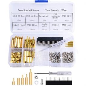img 4 attached to 🔩 GeeekPi 220PCS M2.5 Brass Spacer Hex Column Standoff Screw Nut Assortment Kit with Box, Male-Female for Raspberry Pi, includes Acrylic Washer and Screwdriver