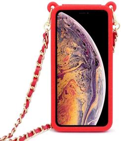 img 3 attached to LUVI Compatible With IPhone 12 Pro Max Wallet Case With Crossbody Strap Lanyard Neck Strap Credit Card Holder With Purse Handbag Shoulder Strap Silicone Rubber Soft Protection Cover Red