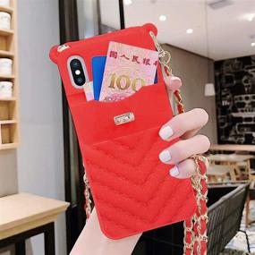 img 2 attached to LUVI Compatible With IPhone 12 Pro Max Wallet Case With Crossbody Strap Lanyard Neck Strap Credit Card Holder With Purse Handbag Shoulder Strap Silicone Rubber Soft Protection Cover Red