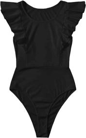 img 4 attached to Floerns Womens Ruffled Leotard Bodysuit Women's Clothing