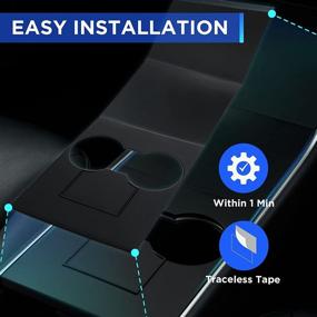 img 1 attached to Набор наклеек на центральную консоль Nestour для Tesla Model 3 и Model Y - матово-черная обложка: премиум материал ABS, защитные аксессуары без следов (2016-2020)