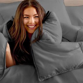 img 3 attached to Premium 1800 Series Twin/Twin XL Grey Home Comforter Set - Ultra-Soft - Goose Down Alternative - All Season Warmth