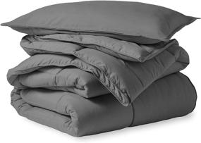 img 2 attached to Premium 1800 Series Twin/Twin XL Grey Home Comforter Set - Ultra-Soft - Goose Down Alternative - All Season Warmth