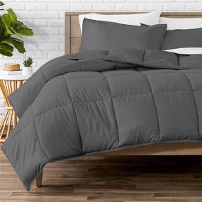 img 4 attached to Premium 1800 Series Twin/Twin XL Grey Home Comforter Set - Ultra-Soft - Goose Down Alternative - All Season Warmth