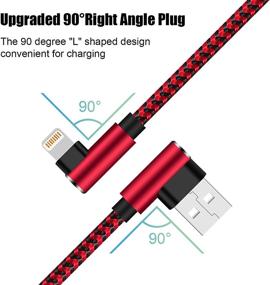 img 3 attached to 📱 Red Black iPhone Charger Cable 10FT 3 Pack - MFi Certified Nylon Braided Right Angled Lightning Cable for iPhone 12/11/11 Pro/XS Max/XR/X/8/7/6 - High-Quality Charging Solution