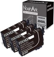 🖨️ noahark compatible ink cartridge replacement for epson 200 xl 200xl t200xl, for expression home xp-200 xp-300 xp-310 xp-400 xp-410, workforce wf-2520 wf-2530 wf-2540 printer (pack of 3 black) logo