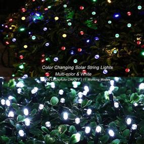 img 3 attached to Solar Christmas Lights Color Changing, 72ft 200 LED White and Multi Color Christmas Tree Lights, Waterproof 11 Lighting Modes Outdoor Christmas String Lights for Yard, Garden, Holiday Decor - Enhanced SEO