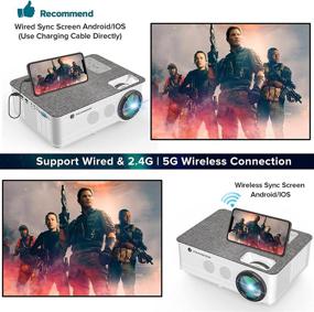 img 1 attached to 🎥 High Definition Native 1080P Projector with 5G WiFi and Bluetooth, FANGOR 8500L Outdoor Projector with 4K Support, Home Movie Projector for TV, PC, HDMI, USB, VGA, iOS/Android [Includes 120'' Screen]