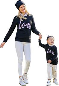 img 4 attached to PopReal Mommy and Me Valentine's Day Love Heart Long Sleeve Sweatshirt Set