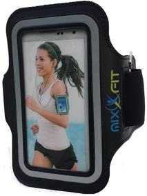 img 4 attached to 📱 Mixxfit Adjustable Armband Case for Android Google and iPhone - Fits 6.5" x 4" Devices in Black