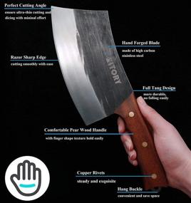 img 2 attached to 🔪 High Carbon Steel Serbian Chef Knife – Kitory Cleaver 7'' Forged Blade, Sharp Meat and Vegetable Chopping Knife – Full Tang Butcher Knife with Ergonomic Handle for Home & Restaurant Kitchen