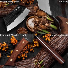 img 1 attached to 🔪 High Carbon Steel Serbian Chef Knife – Kitory Cleaver 7'' Forged Blade, Sharp Meat and Vegetable Chopping Knife – Full Tang Butcher Knife with Ergonomic Handle for Home & Restaurant Kitchen