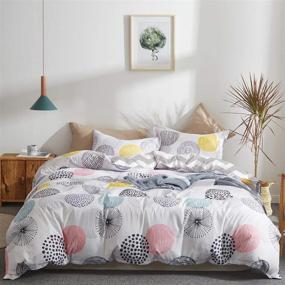 img 3 attached to 🛏️ Colorful Dots 3-Piece Queen Duvet Cover Set - All Season Design with Pillow Shams - Pink Gray Yellow Circles, 800-TC Comforter Cover with Zipper Closure and 4 Corner Ties