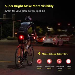 img 3 attached to Padonow Smart Bike Tail Light: Ultra Bright Rear Bicycle Flashlight with 🚴 Auto On/Off, High Lumen Daytime Strobe, and USB Rechargeable Safety Red LED Taillight