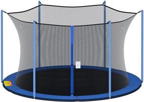 img 4 attached to 🔒 Cliselda 12ft-15ft Trampoline Replacement Safety Enclosure Net for Round Frame Trampolines - Breathable & Weather-Resistant - Adjustable Straps - Net Only