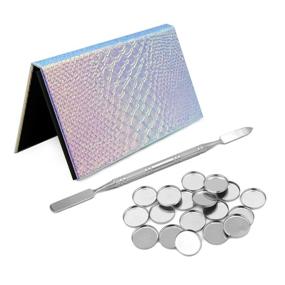 img 4 attached to Rainbow Mermaid Empty Eyeshadow Palette Set with 18 Metal 🌈 Tin Palette Pans, Depotting Spatula Included - DIY Eye Shadow and Blush