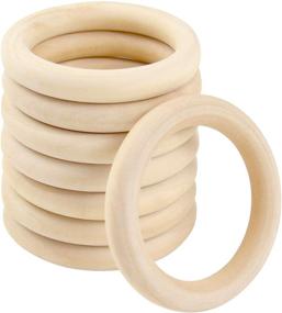 img 1 attached to 🔘 Set of 20 Natural Unfinished Solid Wooden Rings, 70mm, Perfect for Craft DIY and Jewelry Making