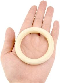 img 2 attached to 🔘 Set of 20 Natural Unfinished Solid Wooden Rings, 70mm, Perfect for Craft DIY and Jewelry Making