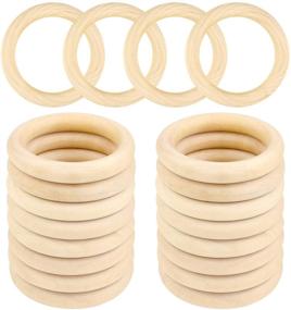 img 4 attached to 🔘 Set of 20 Natural Unfinished Solid Wooden Rings, 70mm, Perfect for Craft DIY and Jewelry Making