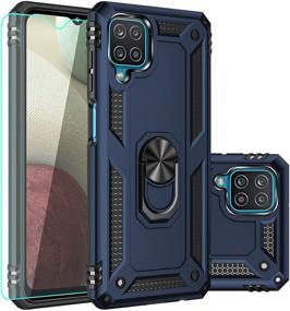 img 4 attached to 📱 Samsung Galaxy A12 Case with Screen Protector - Military Grade, 16ft. Drop Tested Cover with Magnetic Kickstand Car Mount - Blue