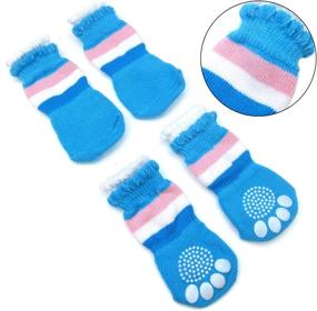 img 1 attached to 🧦 Alfie Pet - Riya Set of 4 Indoor Dog Paw Protection Socks