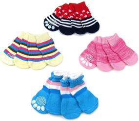 img 4 attached to 🧦 Alfie Pet - Riya Set of 4 Indoor Dog Paw Protection Socks